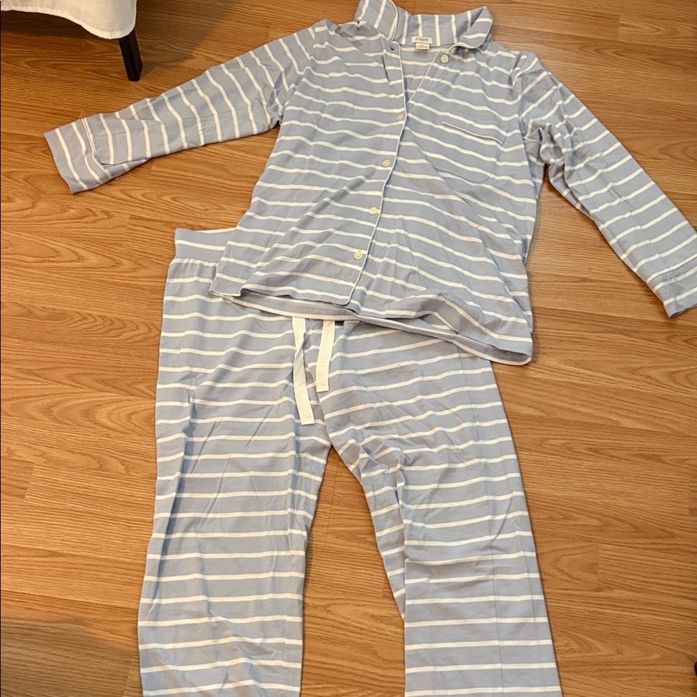 J. Crew Blue and White Stripe Pajama Set